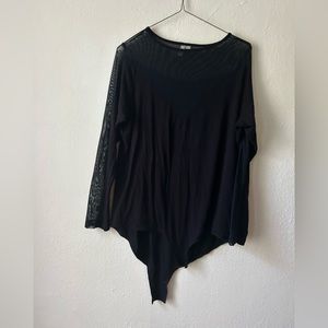 Asos Black Body Suit - long sleeve with sheer arms and sweetheart top - size 16